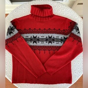 Vintage Dress Barn Turtleneck Sweater w/beads, sequins - Red, Gray, Black - MED